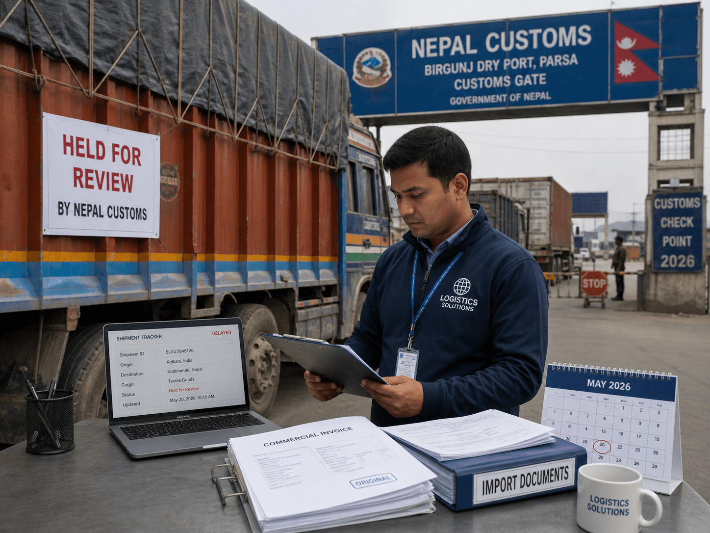 Cargo stuck at customs in Nepal in 2026.