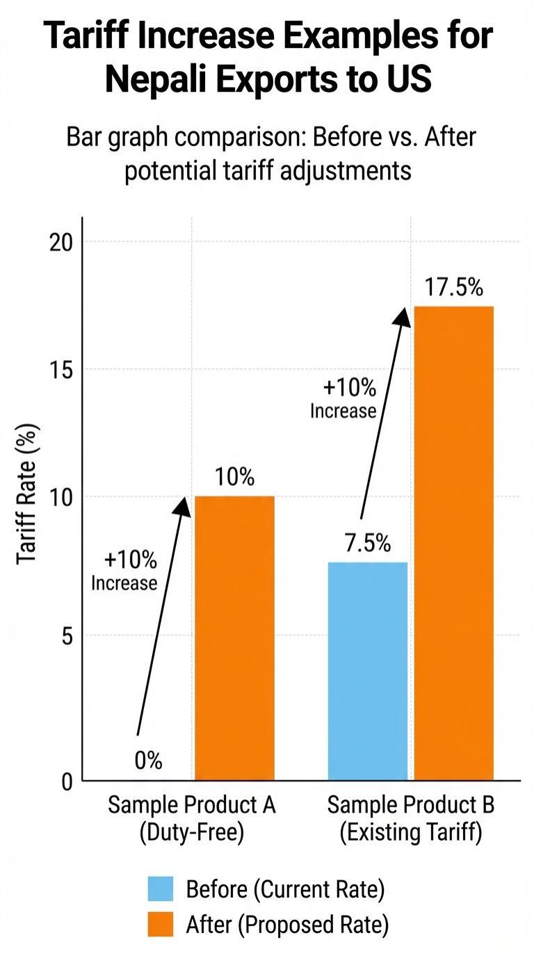 Tariff increase examples for Nepali exports to US.
