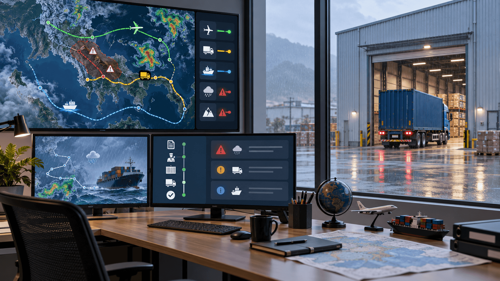 Sea Sky Cargo operations dashboard coordinating alternate monsoon freight routes for Nepal