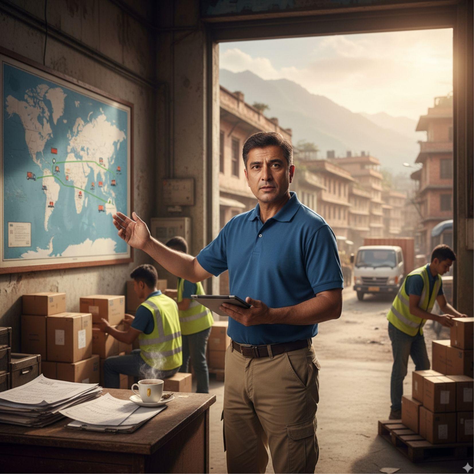 Satisfied client meeting with their trusted Nepalese freight forwarding specialist.