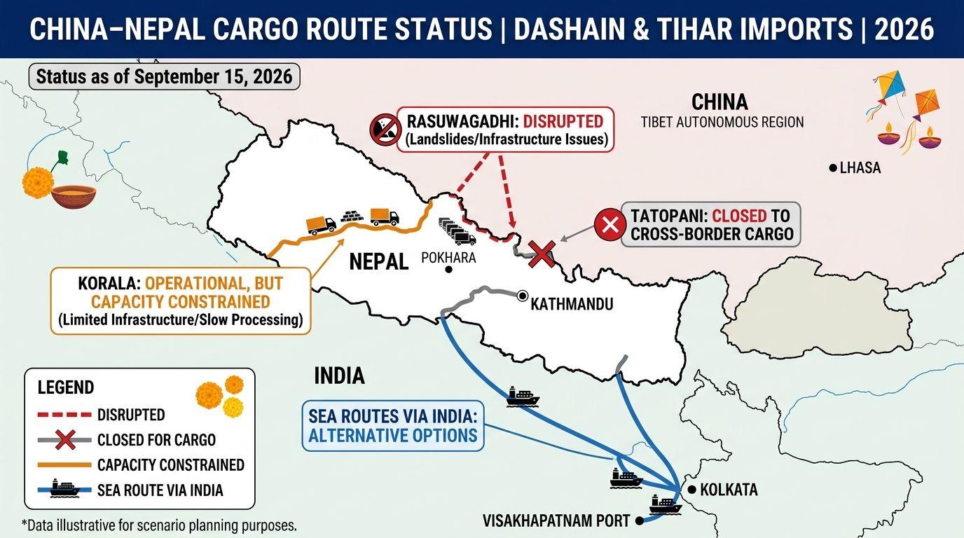 China–Nepal cargo route status for Dashain and Tihar imports in 2026.