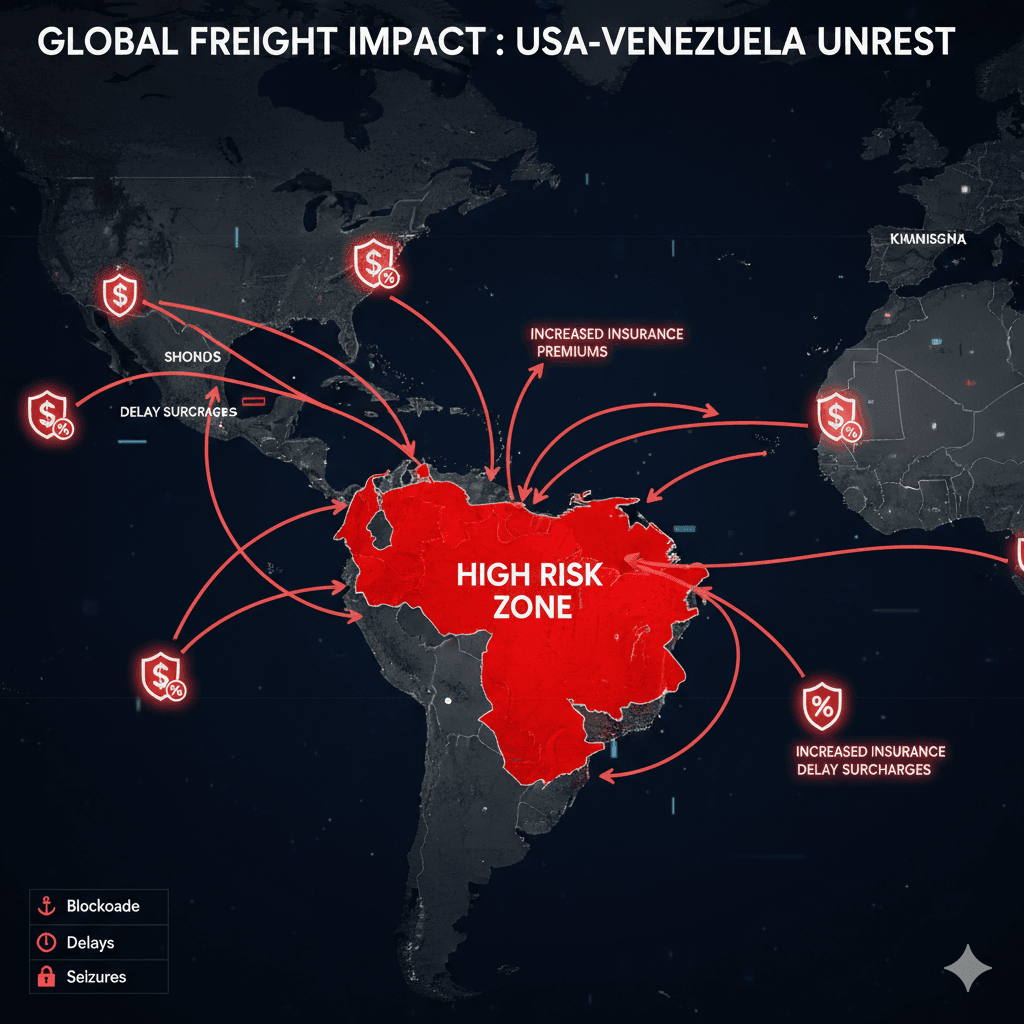 Global freight impact map from USA-Venezuela unrest.
