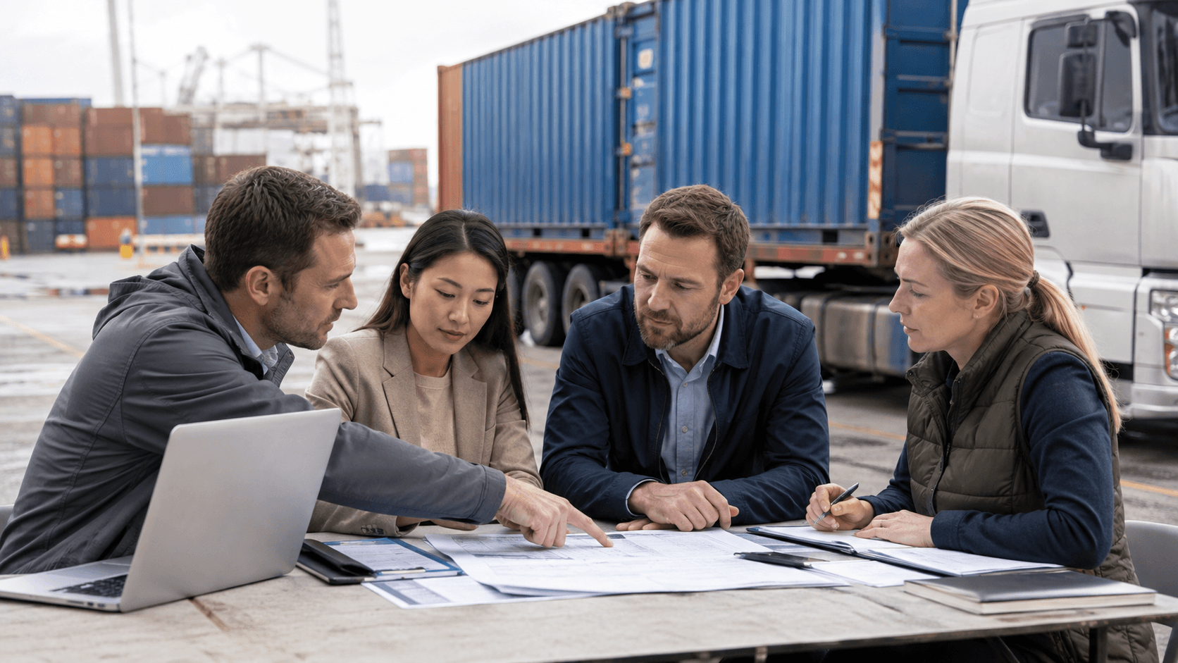 Importer freight forwarder carrier and customs specialist reviewing one Nepal shipment