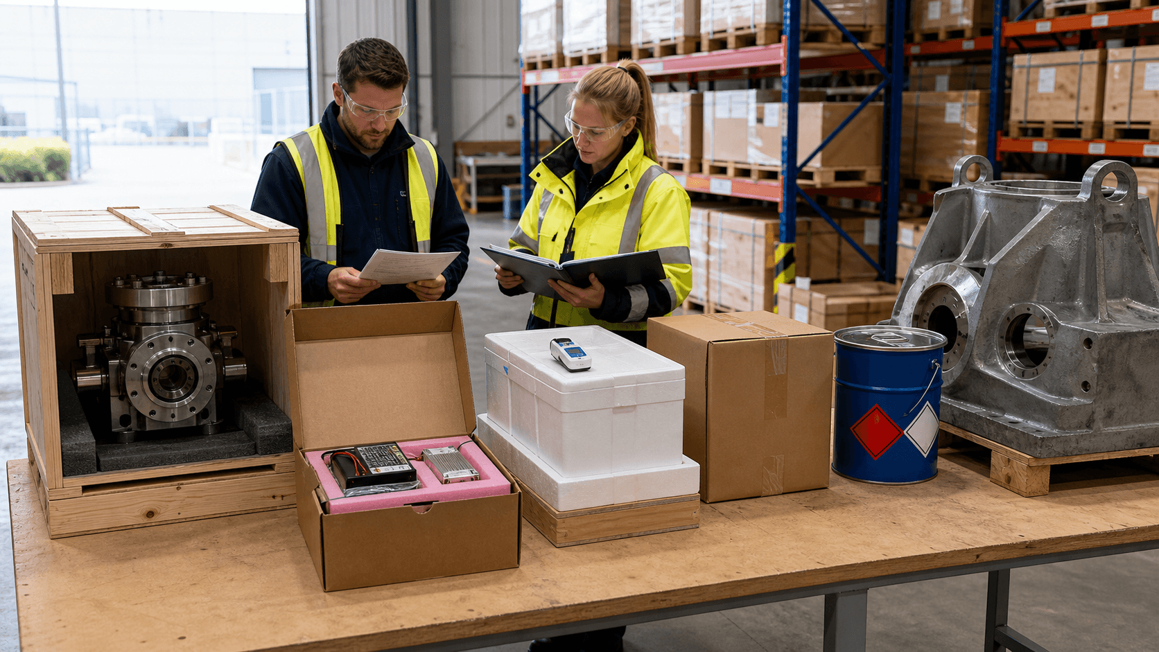 Commercial machinery electronics medical cartons and parts prepared for product-specific freight planning