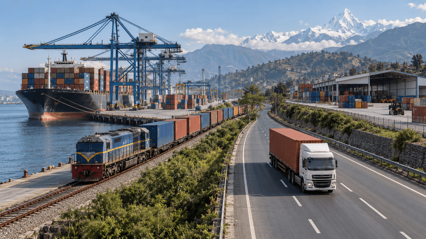 French port cargo continuing by vessel through an Indian gateway toward Nepal
