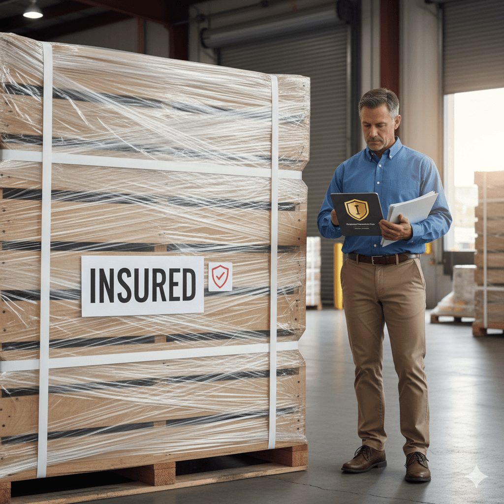 Well-packed shipment and insurance paperwork showing full protection for cargo.