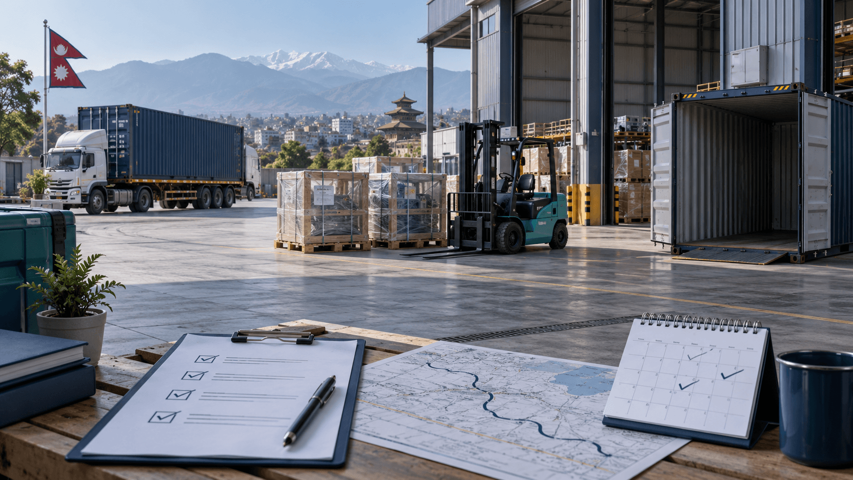 Prepared Nepal warehouse unloading area and empty-container return checklist