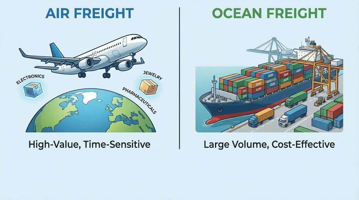 Nepal freight modes comparison chart.