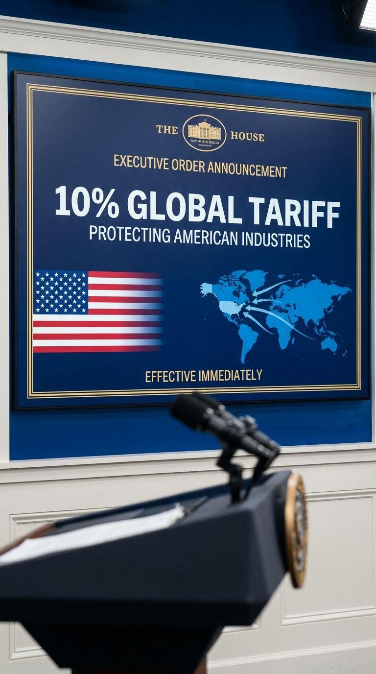 Trump 10% global tariff executive order announcement.