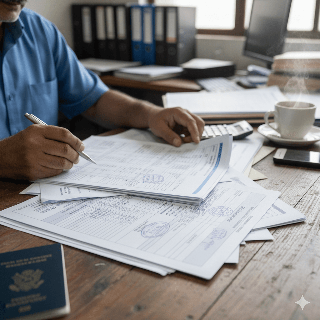 Detailed export customs documentation prepared for clearance.