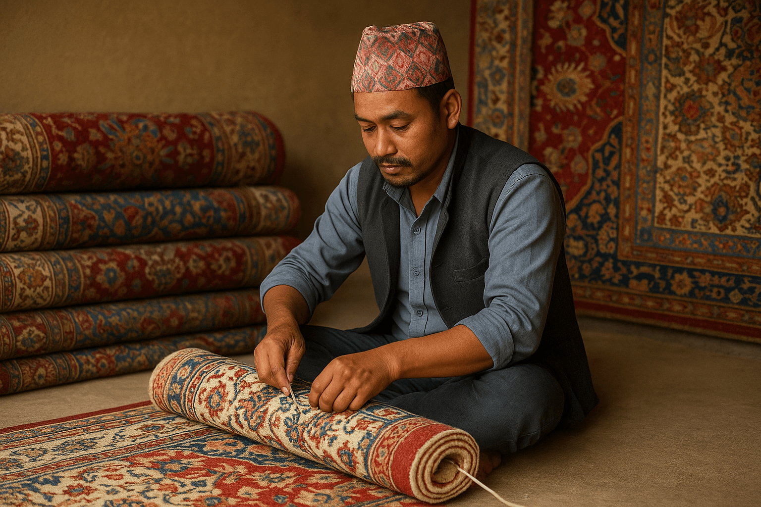 Export packing Nepal carpets