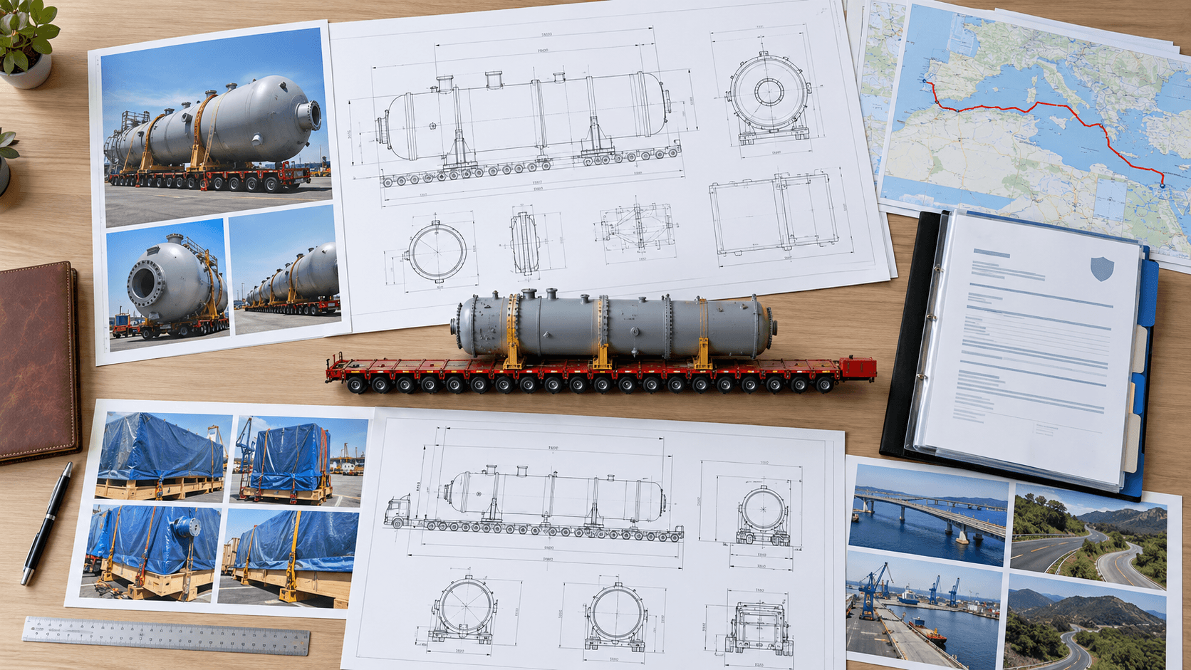 Project cargo quotation package with drawings dimensions route and trailer information