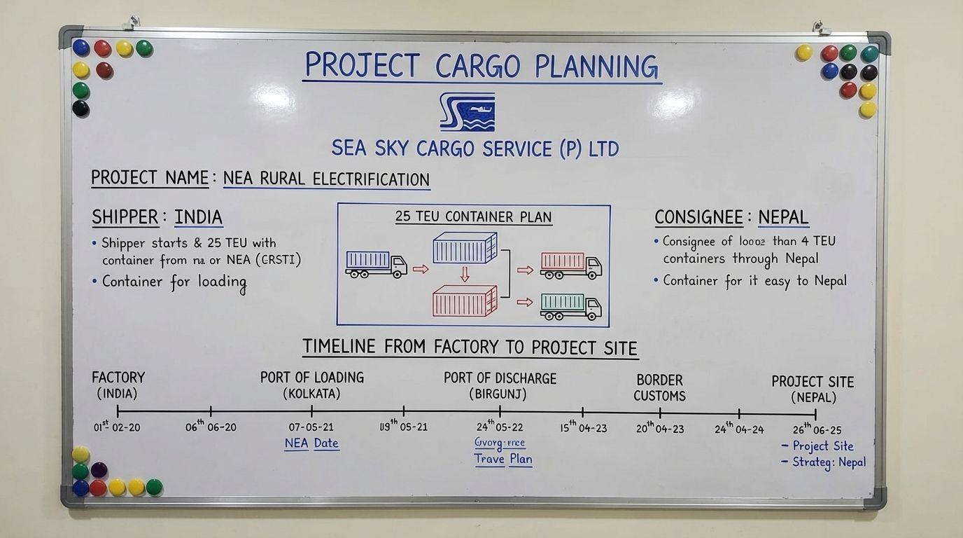 Project cargo planning for NEA’s rural electrification shipment.