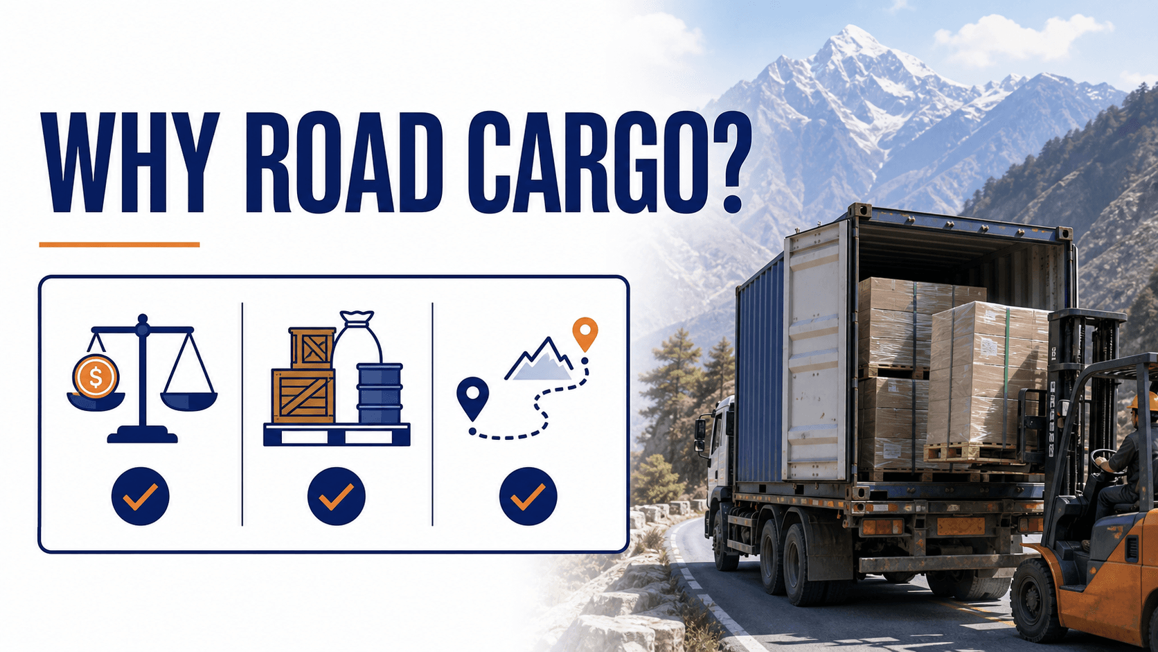 Commercial China to Nepal cargo carried by road freight truck