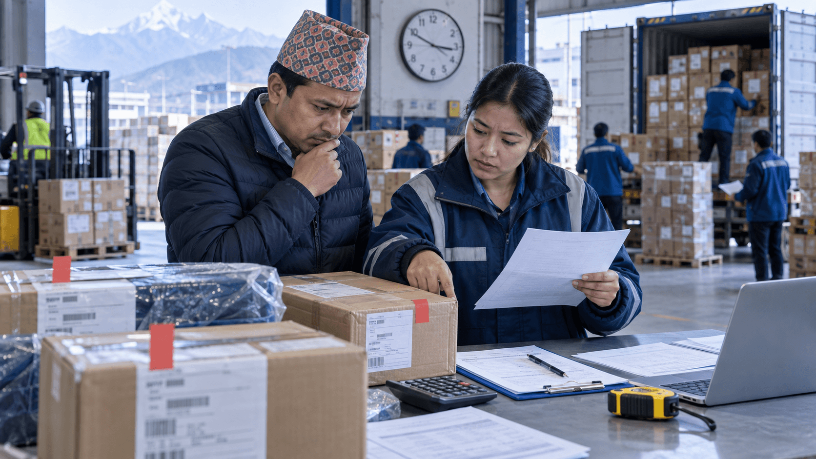 Importer checking labels documents measurements and deadlines to prevent festival cargo delays