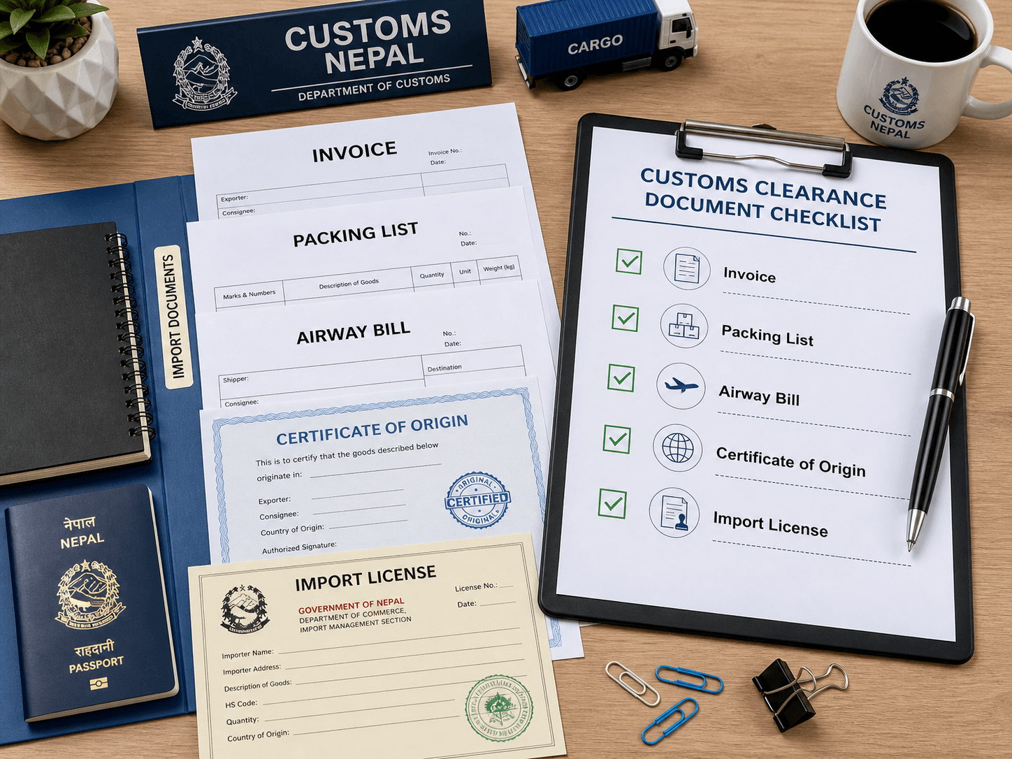 Documents required for customs clearance in Nepal.