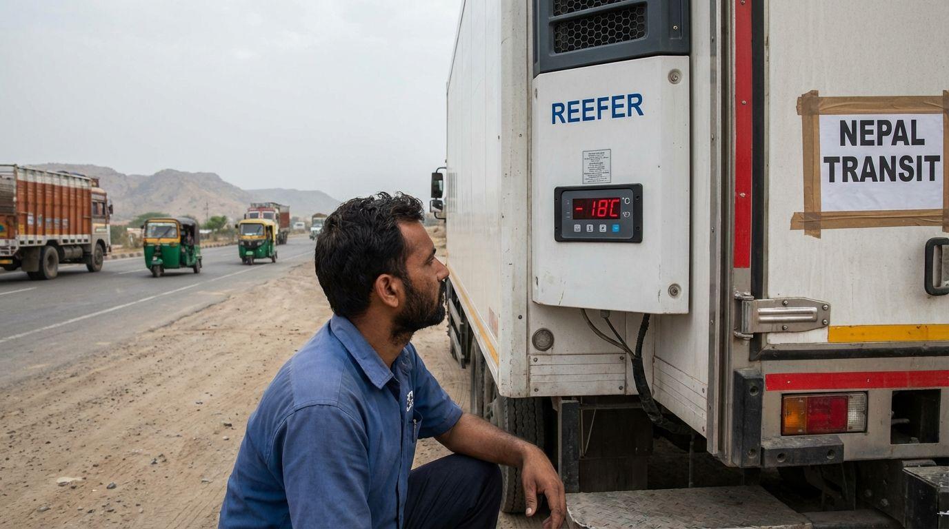 Reefer truck temperature monitoring during Nepal road transit.