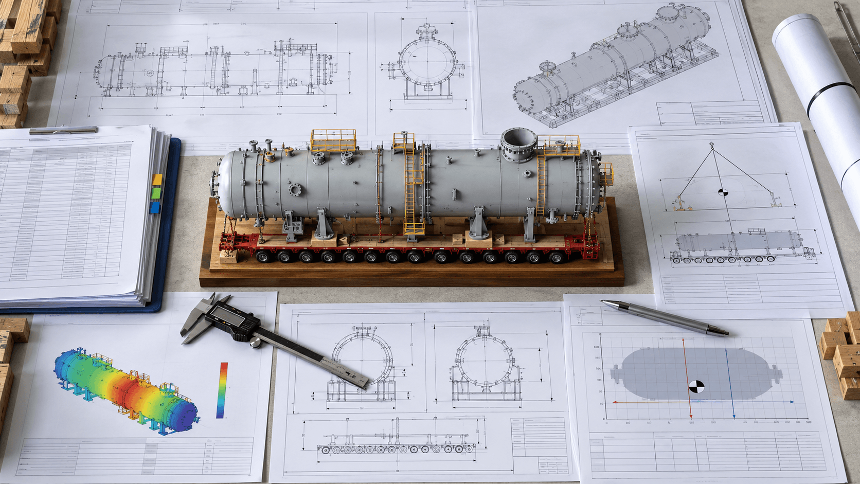 Verified project cargo technical data pack with dimensions weight and lifting drawings