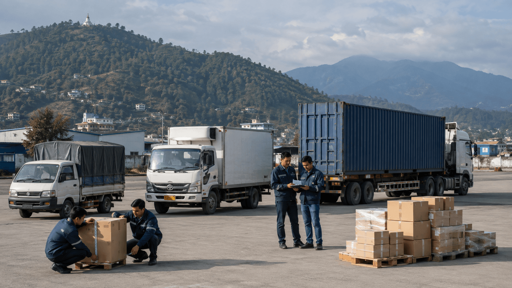 Nepal road freight planner selecting a truck using cargo CBM weight and package dimensions