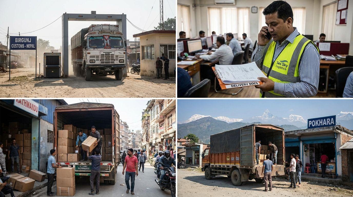 Sea Sky agent handles customs and last-mile delivery in Nepal.