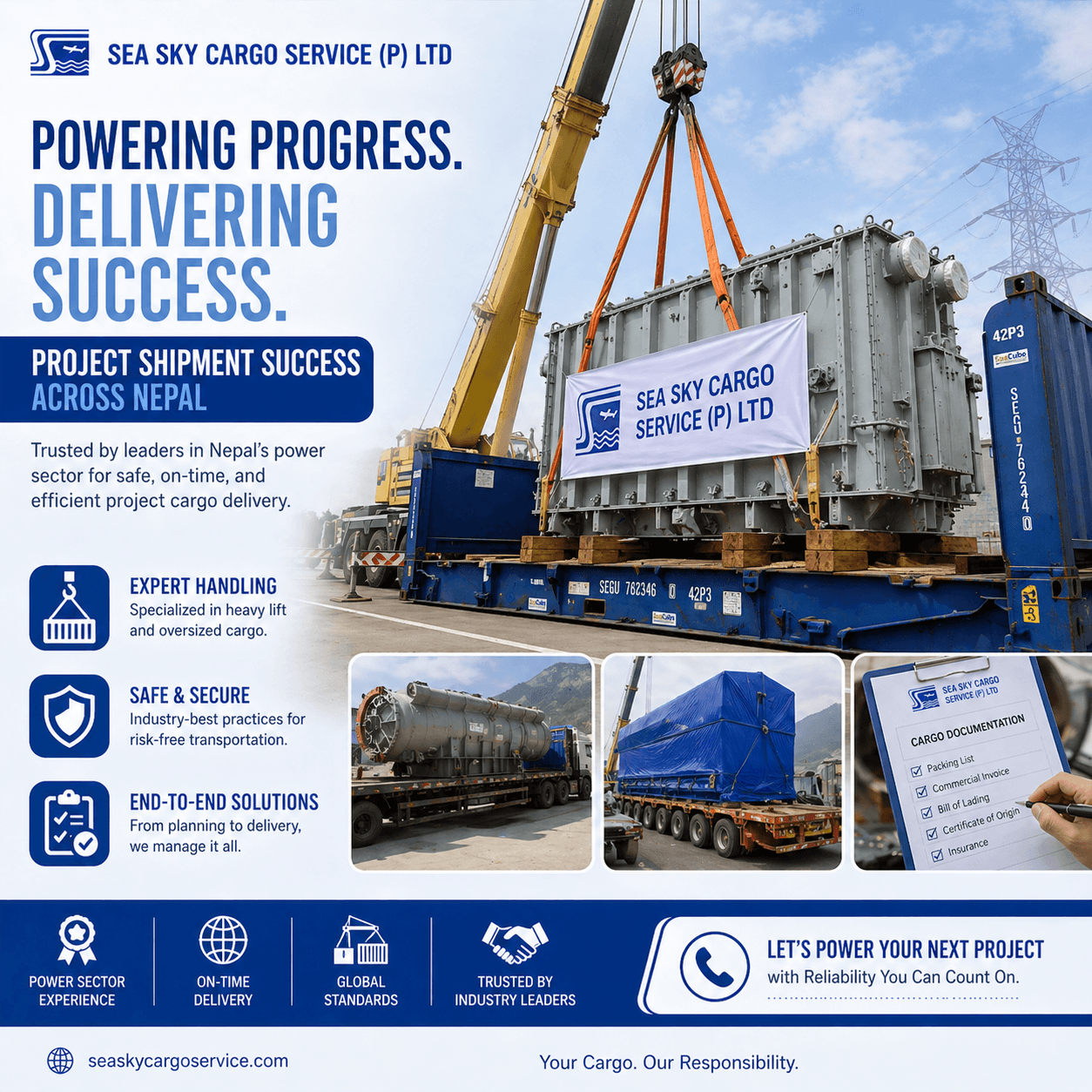 Sea Sky Cargo project shipment success in Nepal.