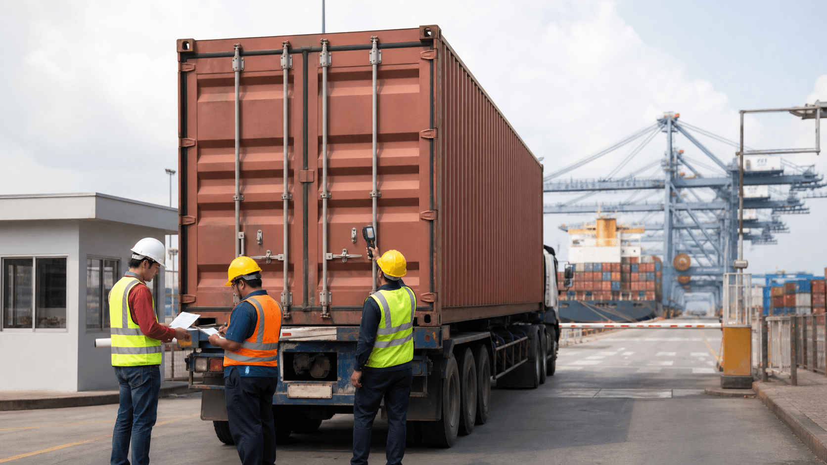 Container terminal handover illustrating FCA and CIP for multimodal cargo