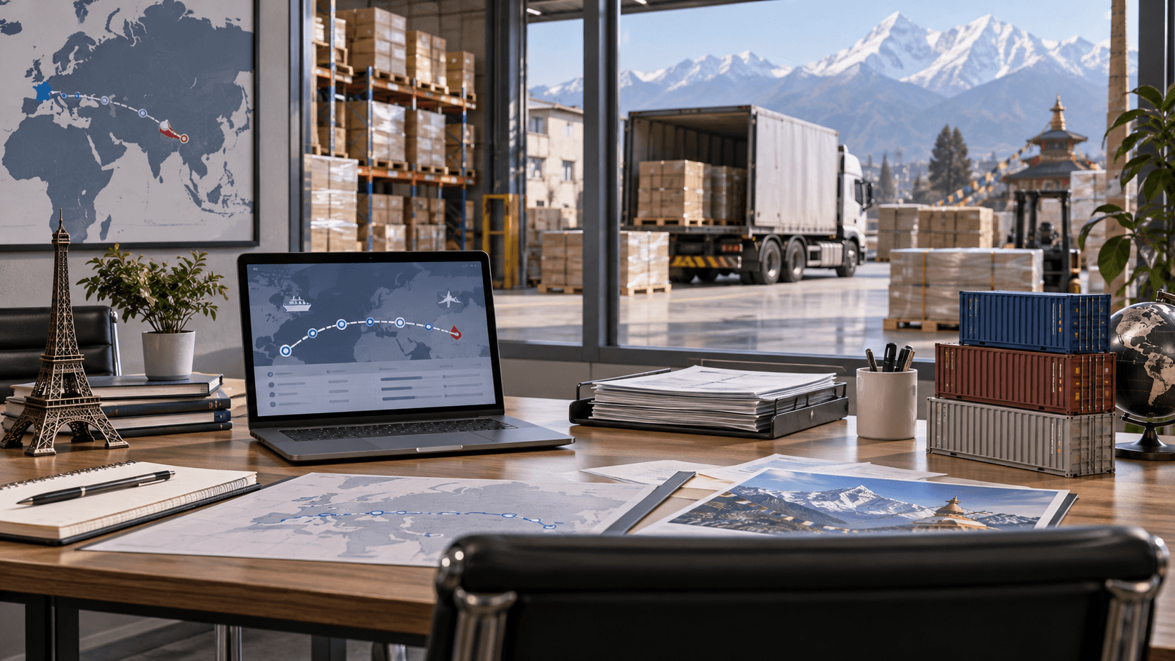 Multimodal France Nepal freight coordination from supplier pickup to customs and delivery