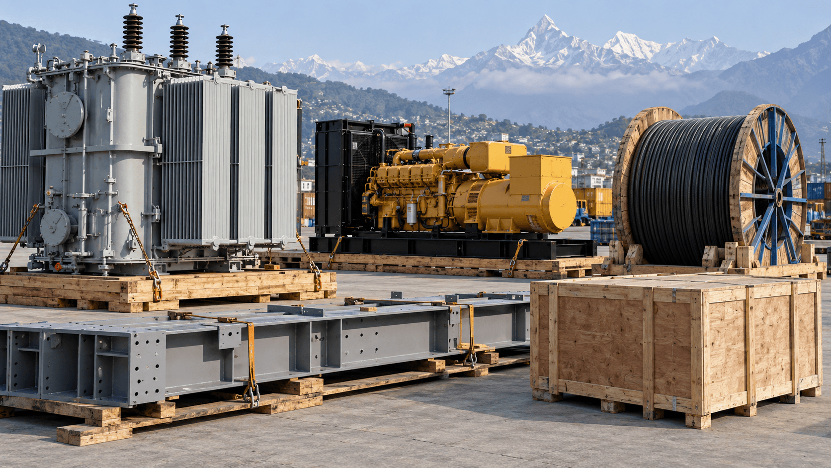 Examples of project cargo Nepal including transformers cable drums and industrial machinery