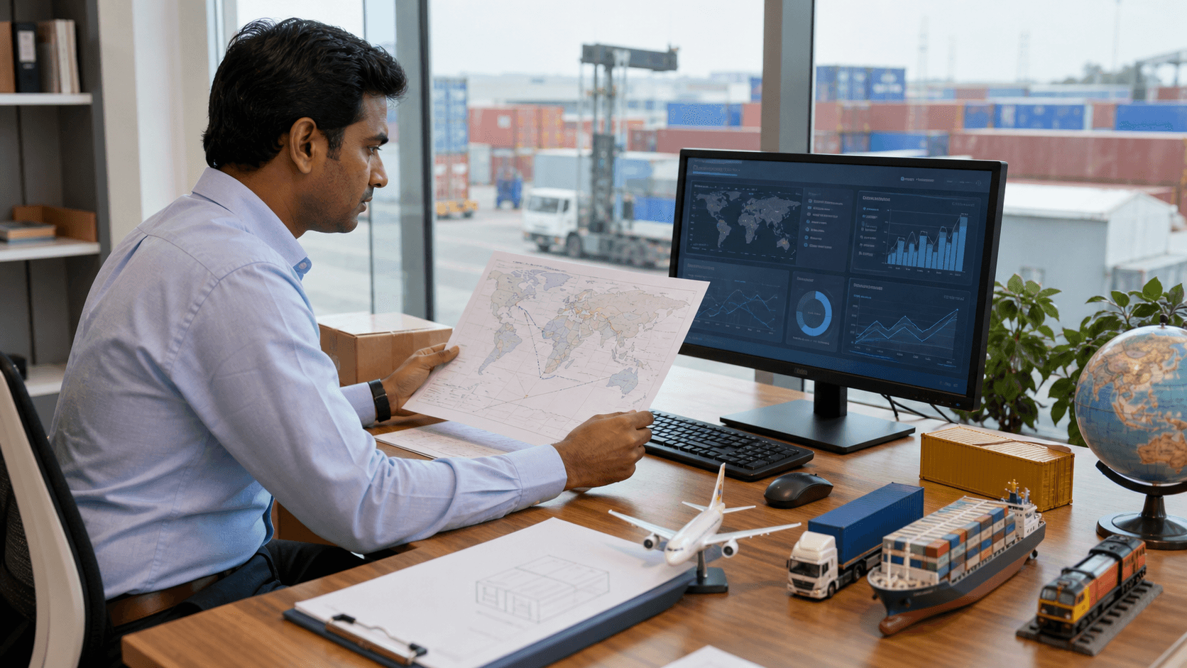 Freight forwarder using cargo weight and delivery priority to compare shipping routes