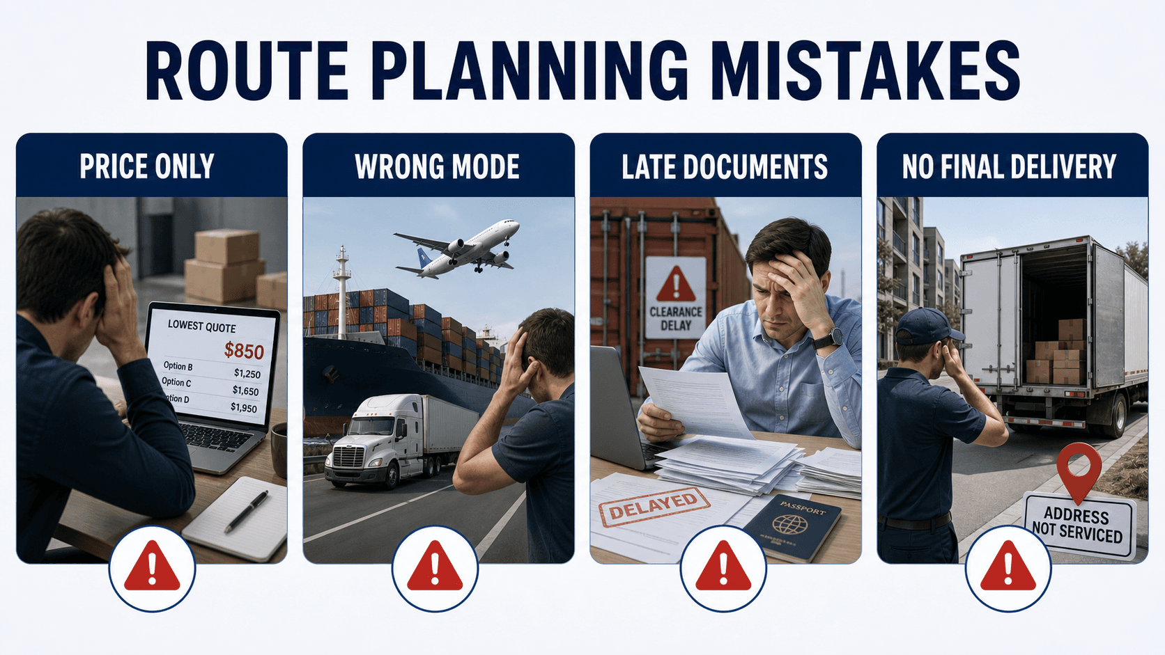 Route planning mistakes involving freight price HS code permits and final delivery