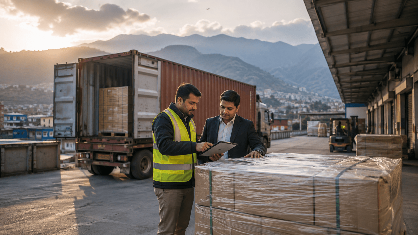 Sea Sky Cargo coordinator completing final freight delivery at a Nepal warehouse