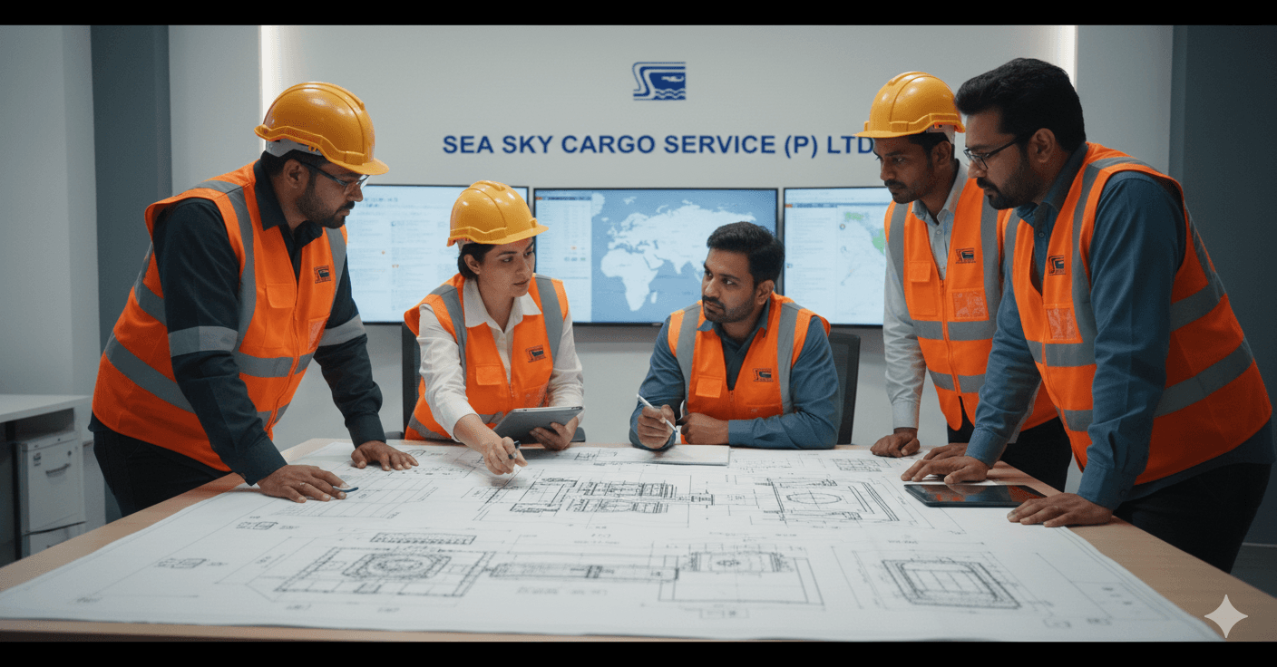 Sea Sky Cargo's expert project team planning heavy lift.