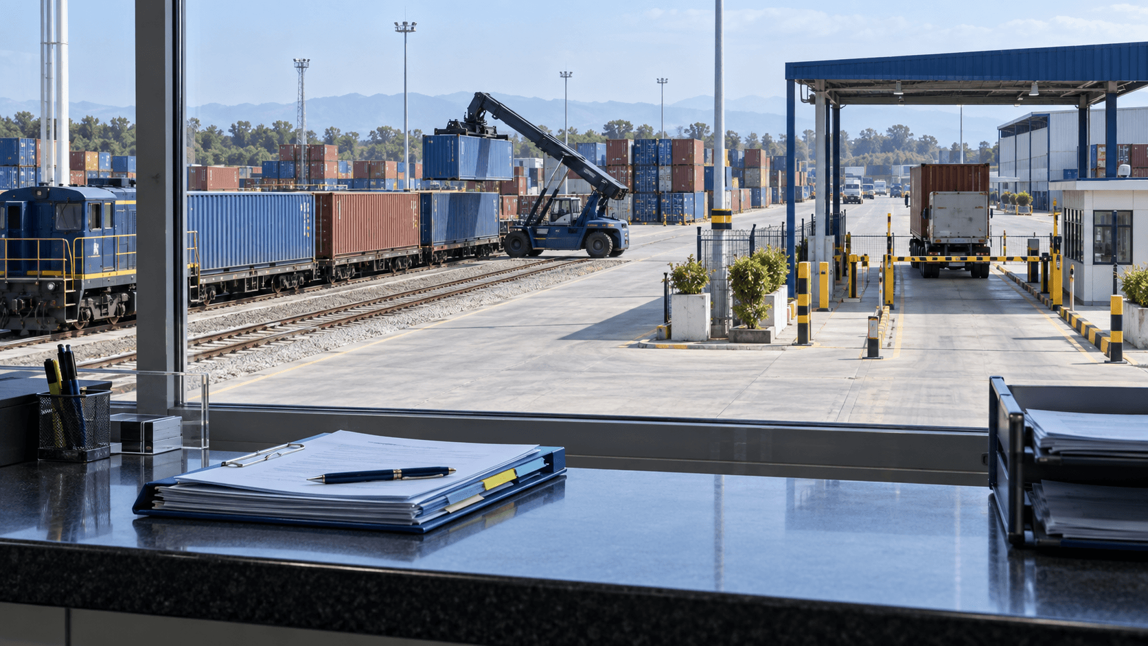 Rail siding, container yard and customs documents at Birgunj inland container depot