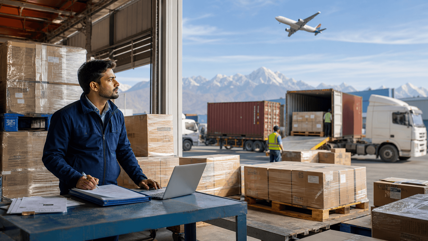 Freight coordinator overseeing air cargo, containers and trucks for a Nepal shipment