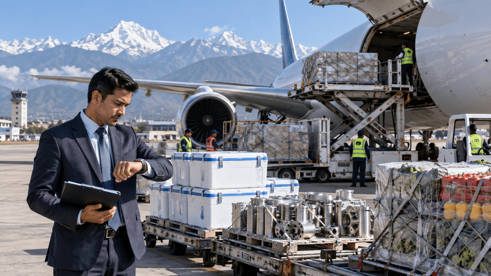 Urgent medical cool boxes precision parts and perishables prepared for air cargo in Nepal