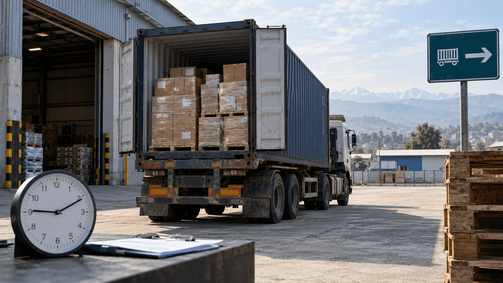 Import container outside the terminal awaiting unloading and empty return in Nepal