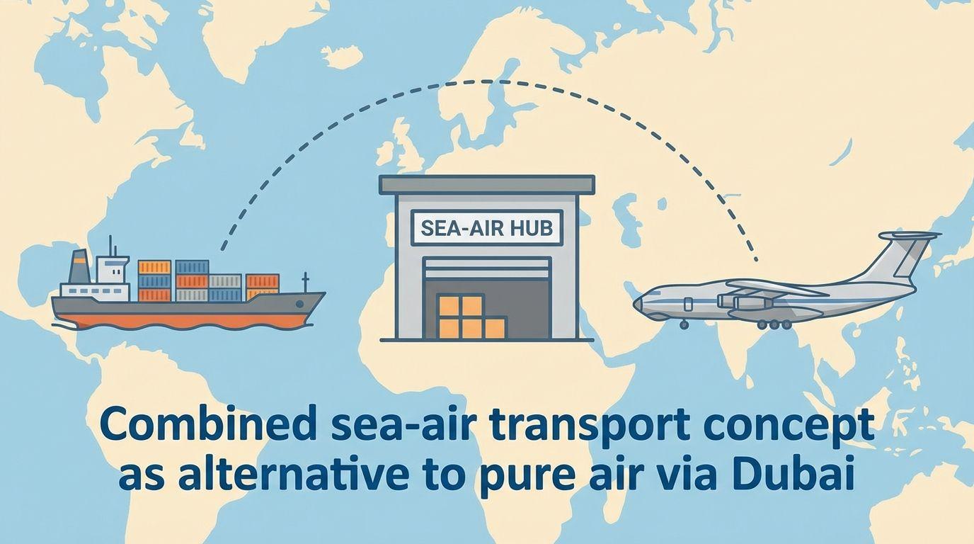 Combined sea-air transport concept as alternative to pure air via Dubai.