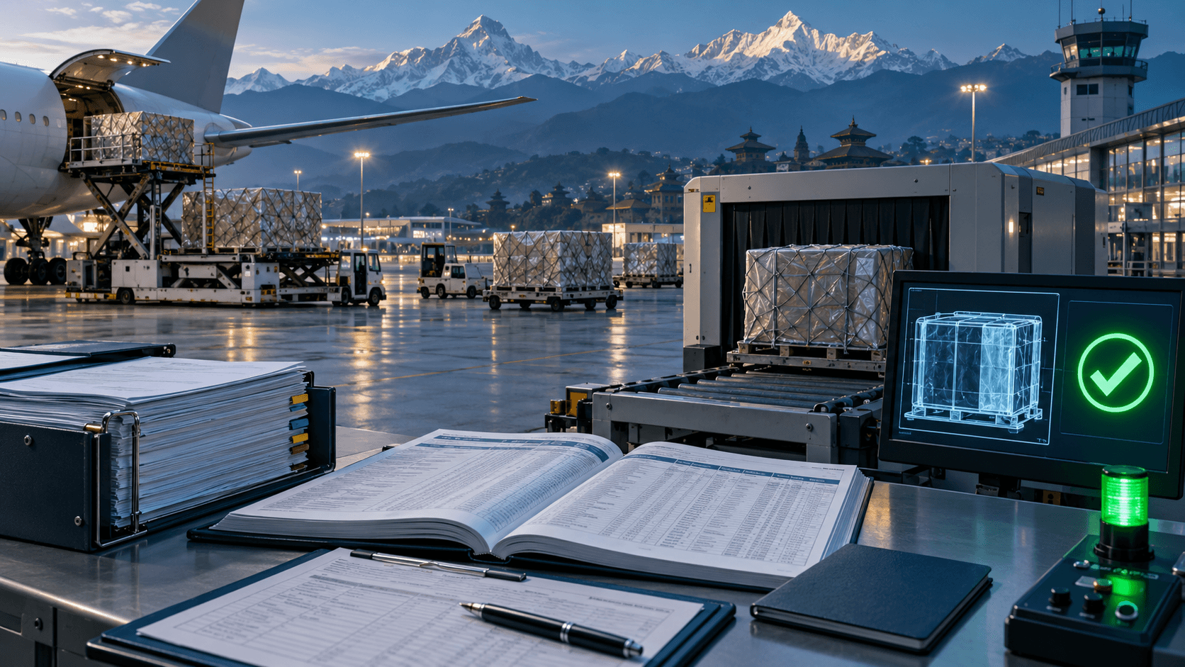 Customs clearing agent processing an air cargo shipment that already has transport arranged