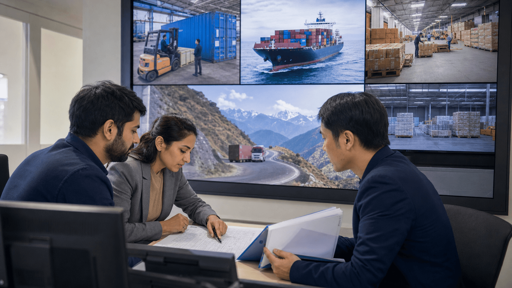 Freight control team tracking consolidation vessel CFS transit and Nepal customs milestones
