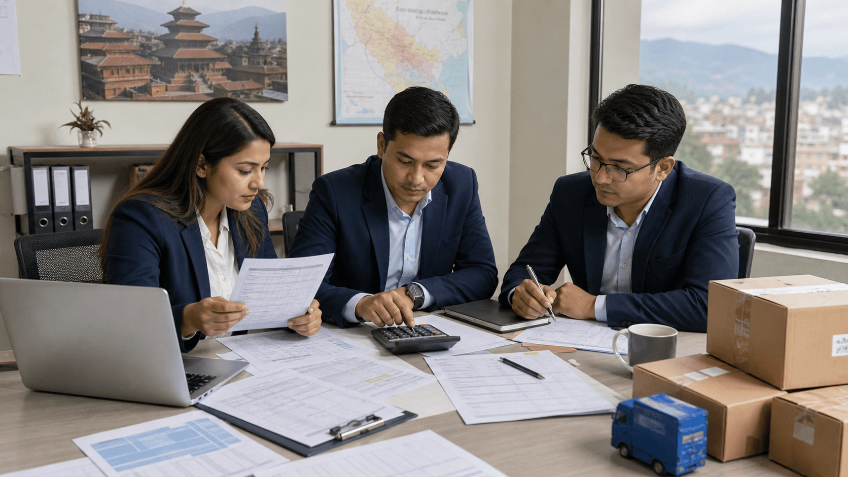 Nepal importer reviewing origin ocean CFS customs and delivery costs for an LCL shipment