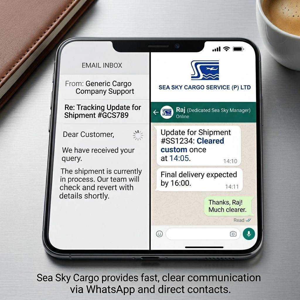 Sea Sky Cargo provides fast, clear communication via WhatsApp and direct contacts.