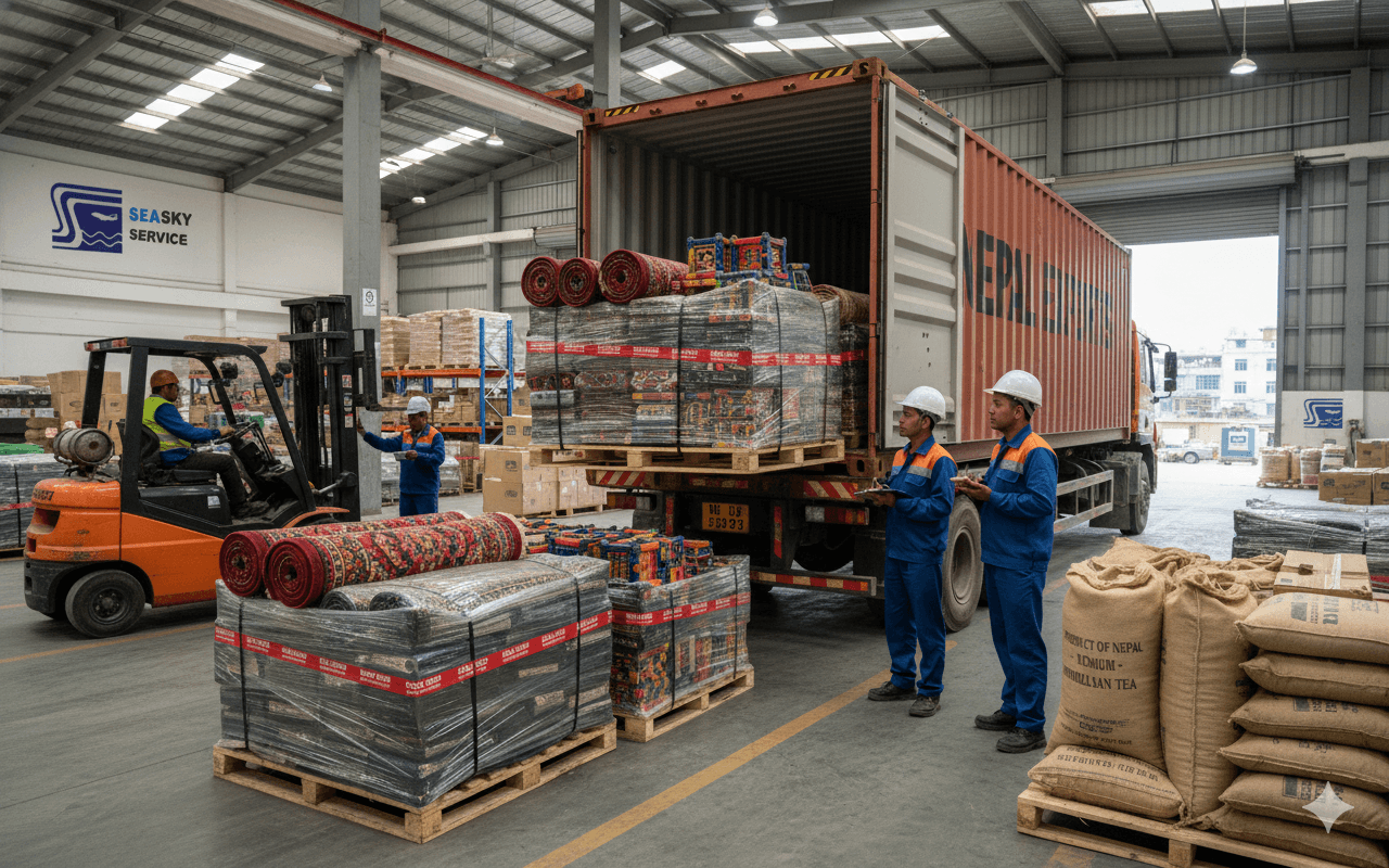 Nepalese export goods prepared for cross‑border shipping via Sea Sky Cargo.