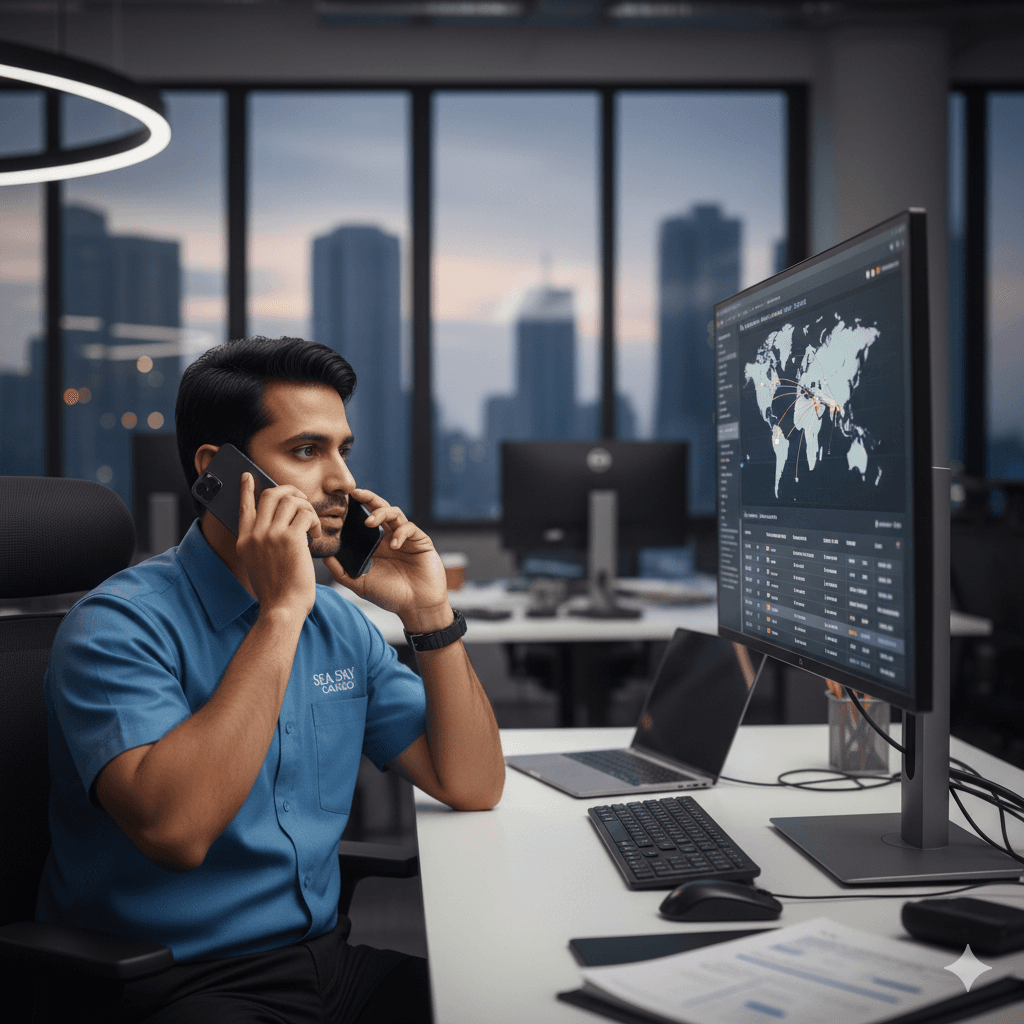 Logistics coordinator tracking a customer’s shipment in real time.