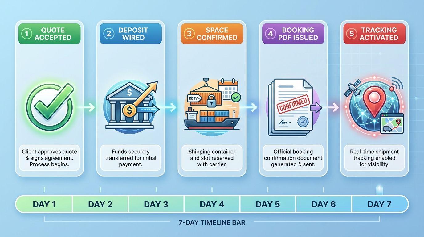 Freight booking timeline example.