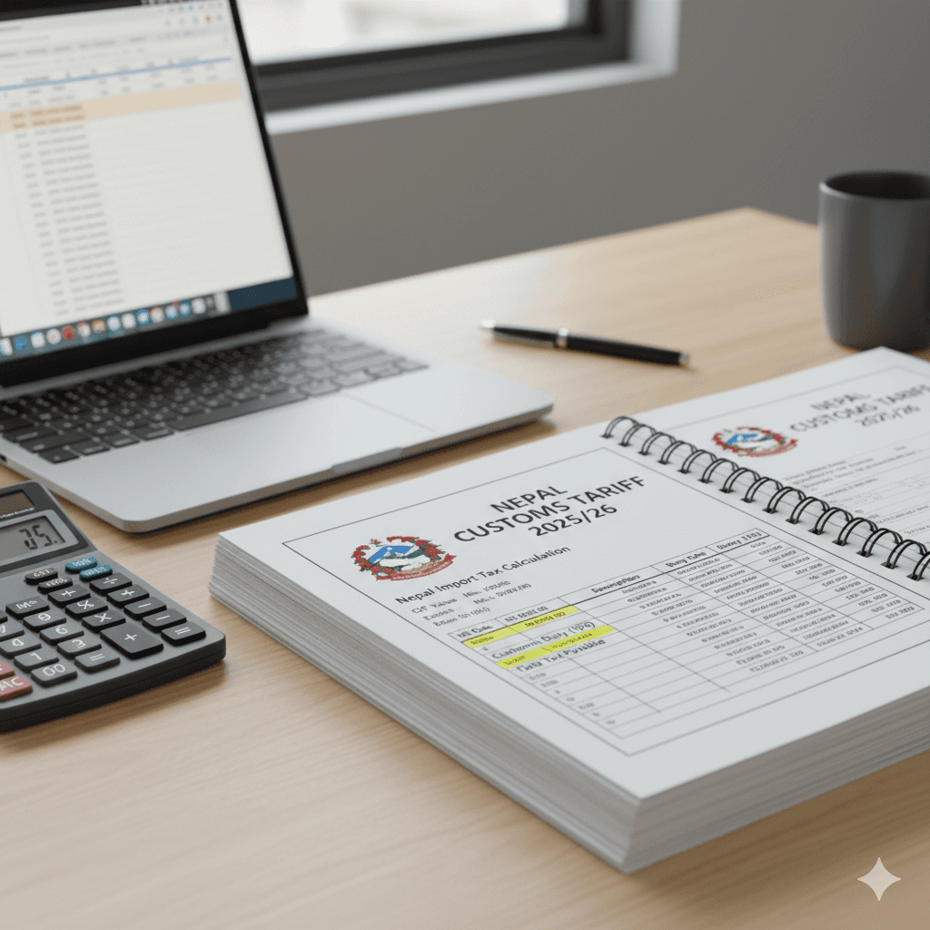 Worked example of customs duty and VAT calculation for a machine import.