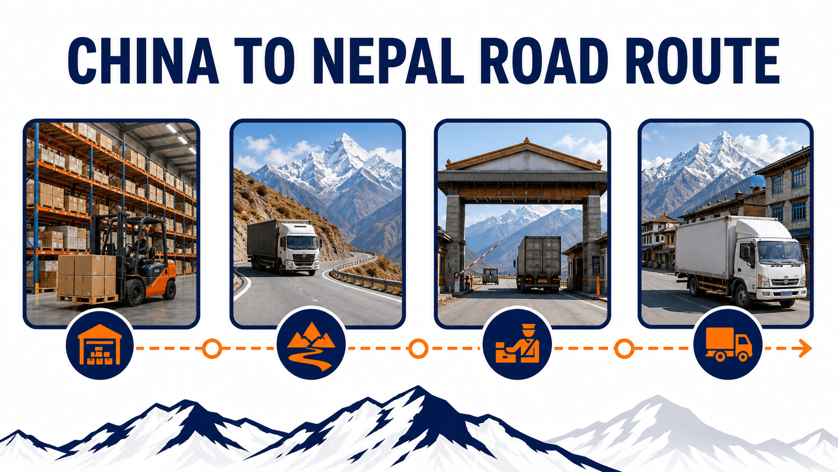 China to Nepal road route from supplier pickup through border customs to delivery