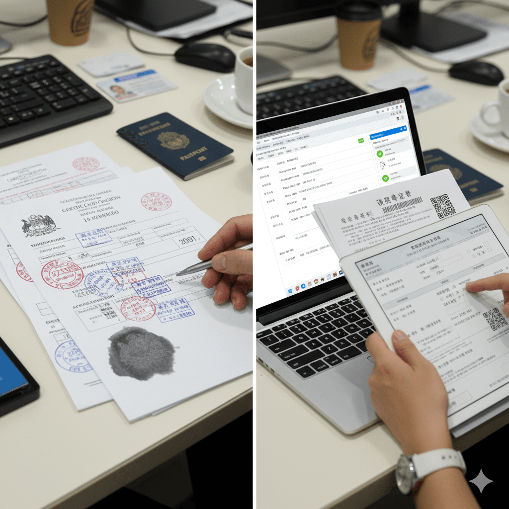 visual showcases the range of paperwork and digital forms involved in regulatory compliance