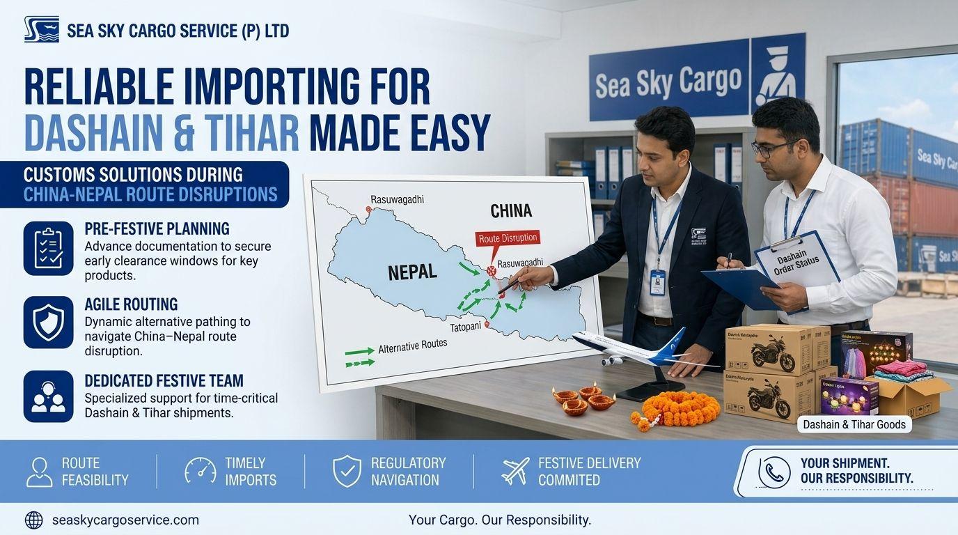Reliable importing for Dashain and Tihar in Nepal during China–Nepal cargo disruption.