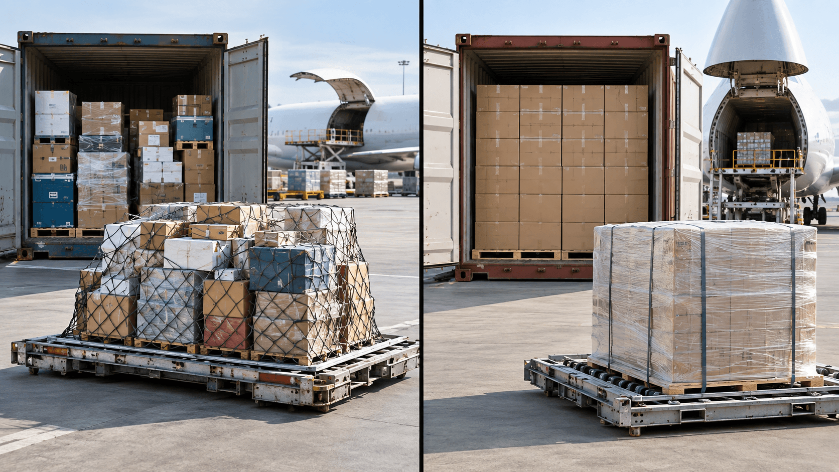 Comparison of shared freight consolidation with full container and dedicated air cargo