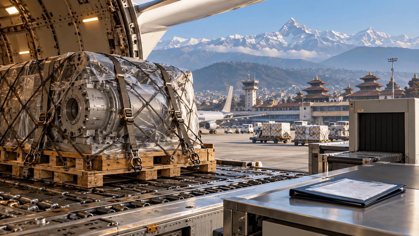 Urgent industrial spare part arriving by air cargo for customs clearance in Kathmandu